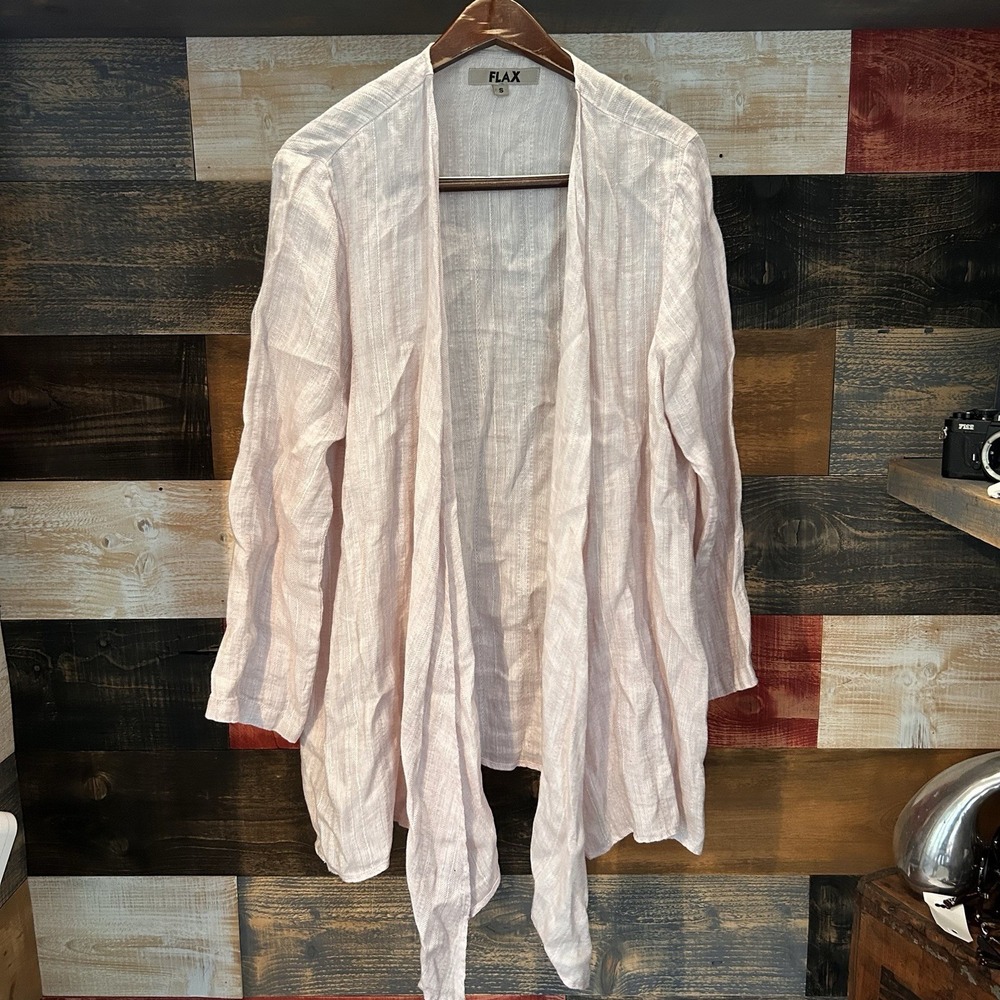 Flax Linen Womens Button Cardigan Jacket Pink Small Women